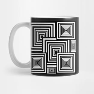 black and white geometrical op art design Mug